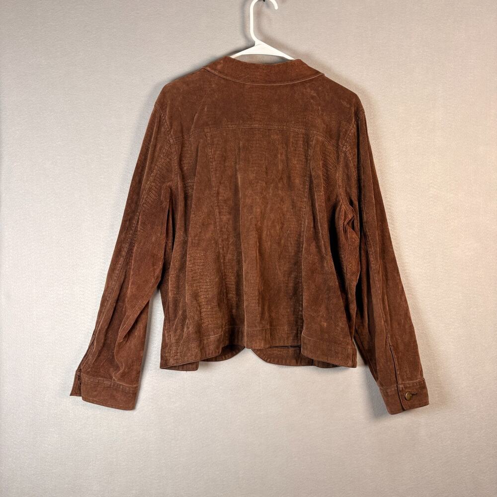 Birch Hill Women's XL Brown Suede Look Snap Front Jacket Trucker Style - Picture 3 of 7